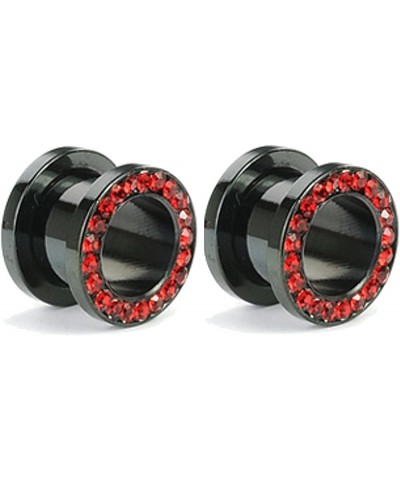 Black Titanium with Red CZ Over Surgical Steel Screw-on Plugs/Gauges 2 Pieces (1 Pair) (B/60) 1/2'' (12MM) $9.27 Body Jewelry