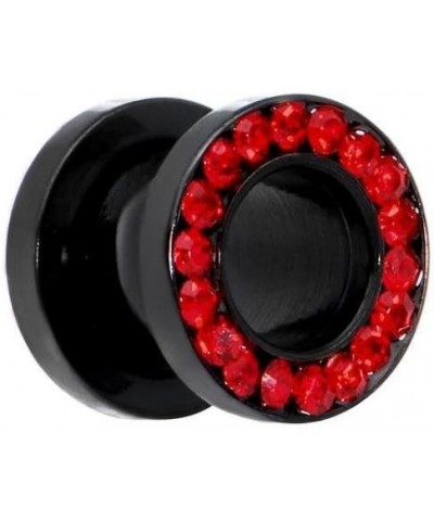 Black Titanium with Red CZ Over Surgical Steel Screw-on Plugs/Gauges 2 Pieces (1 Pair) (B/60) 1/2'' (12MM) $9.27 Body Jewelry