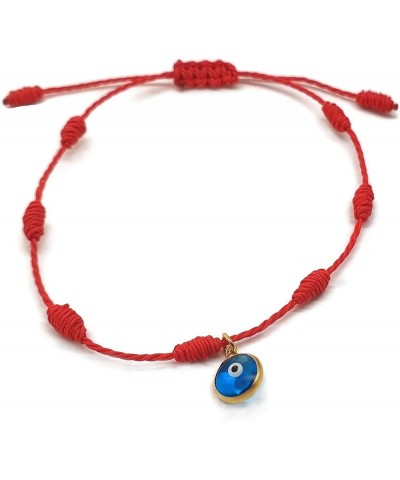 by Dalia - Kabbalah Bracelet - 7 Knots Red Thread with Small Eye in 925 Gold Plated Silver - Unisex - Adjustable - Evil Eye P...