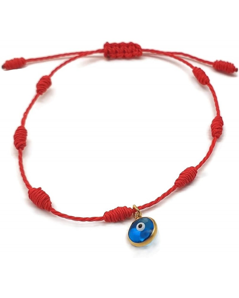 by Dalia - Kabbalah Bracelet - 7 Knots Red Thread with Small Eye in 925 Gold Plated Silver - Unisex - Adjustable - Evil Eye P...