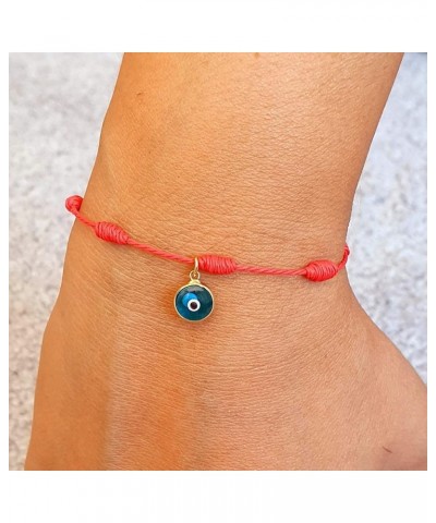 by Dalia - Kabbalah Bracelet - 7 Knots Red Thread with Small Eye in 925 Gold Plated Silver - Unisex - Adjustable - Evil Eye P...