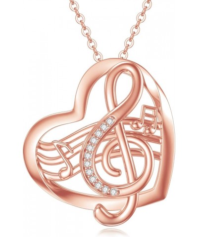 Music Note Necklace for Women Sterling Silver Musical Note Heart Pendant Music Note Jewelry Gift for Music Lover Women Teens ...