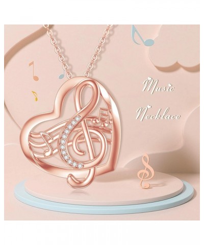 Music Note Necklace for Women Sterling Silver Musical Note Heart Pendant Music Note Jewelry Gift for Music Lover Women Teens ...