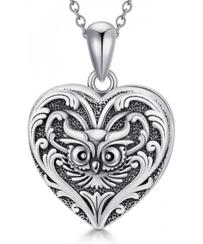 Heart Shaped Wisdom Owl/Hummingbird/Peacock/Cardinal Bird Locket Necklace That Holds Pictures Photo Sterling Silver Animal Je...