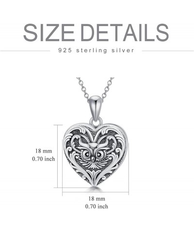 Heart Shaped Wisdom Owl/Hummingbird/Peacock/Cardinal Bird Locket Necklace That Holds Pictures Photo Sterling Silver Animal Je...