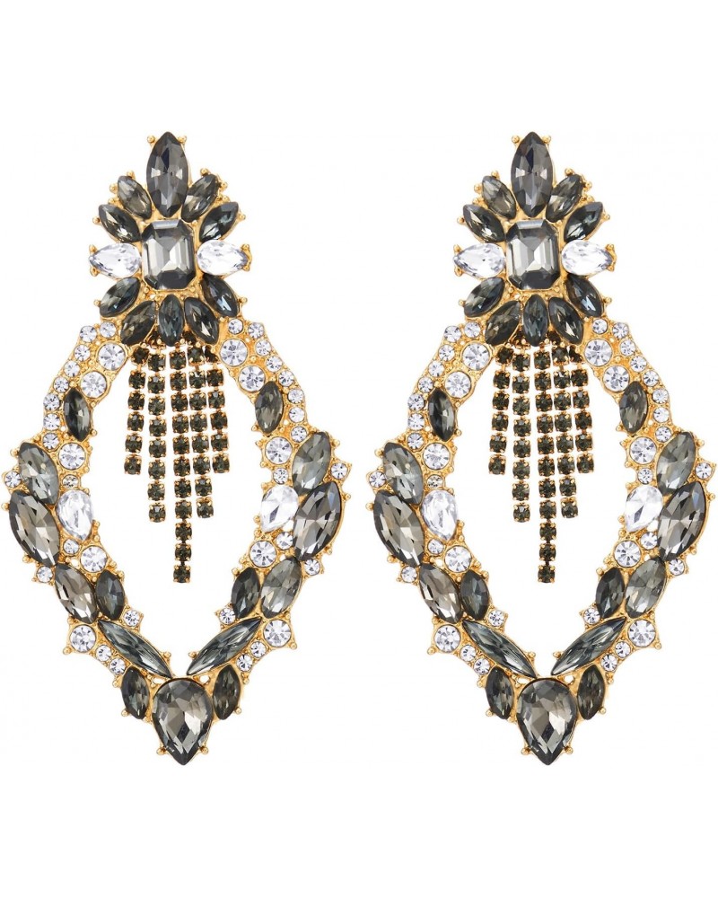 Victorian Earrings Baroque Earrings, Glamorous Crystal Rhinestone Cluster Floral Petal Chandelier Large $12.18 Earrings