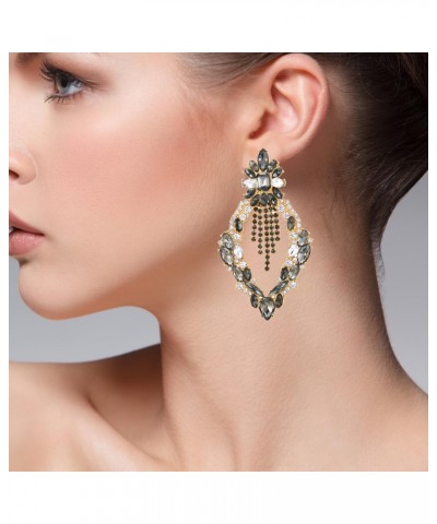 Victorian Earrings Baroque Earrings, Glamorous Crystal Rhinestone Cluster Floral Petal Chandelier Large $12.18 Earrings