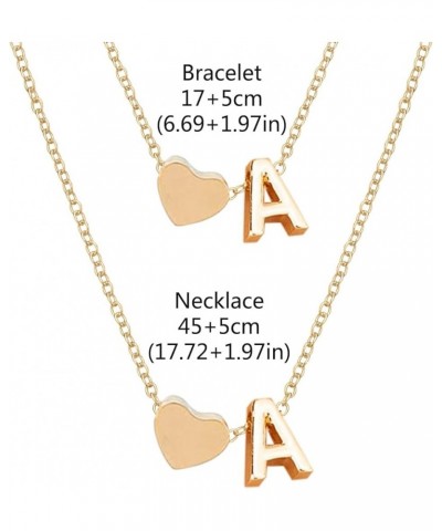 Boys' Chain Italian Necklace for Men Initial Heart Necklace Bracelet Set Gold Plated Initial Necklace A Z 26 Alphabet Letter ...