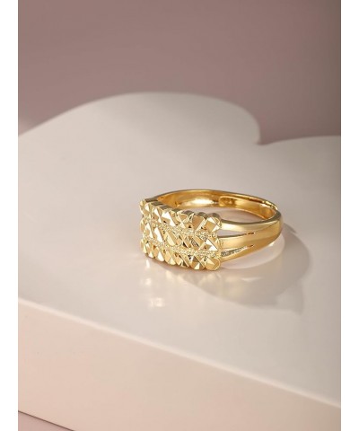 Ring For Women Love Heart Adjustable Gold Diamond Cubic Zirconia Silver Rings GIft Star-24K $6.48 Rings