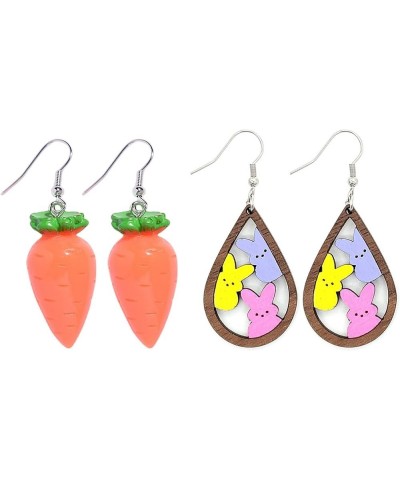 Beaded Easter Earrings for Women Girls Dangling Cute Rabbit Egg Earrings Easter Gifts for Women Friends Carrots+Bunny $7.09 E...