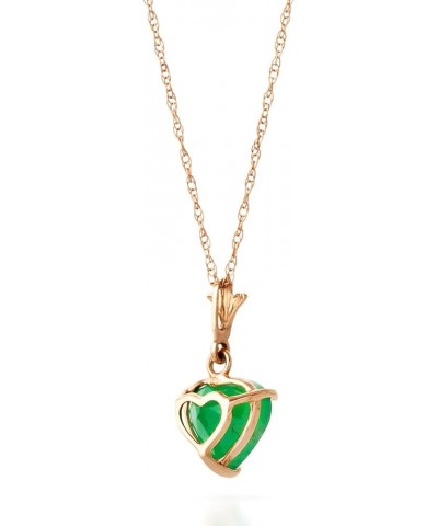 14k Solid Rose Gold Necklace with Natural 1.20ct Emerald Heart Pendant Handcrafted Fine Jewelry Solid Gold Genuine Gemstone. ...