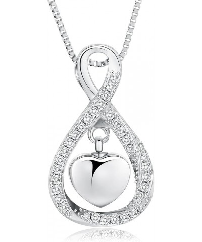 Cremation Jewelry for Ashes Infinity Urn Necklaces for Ashes Pendant Locket Keepsake Memorial Jewelry for Urns Heart-Silver $...