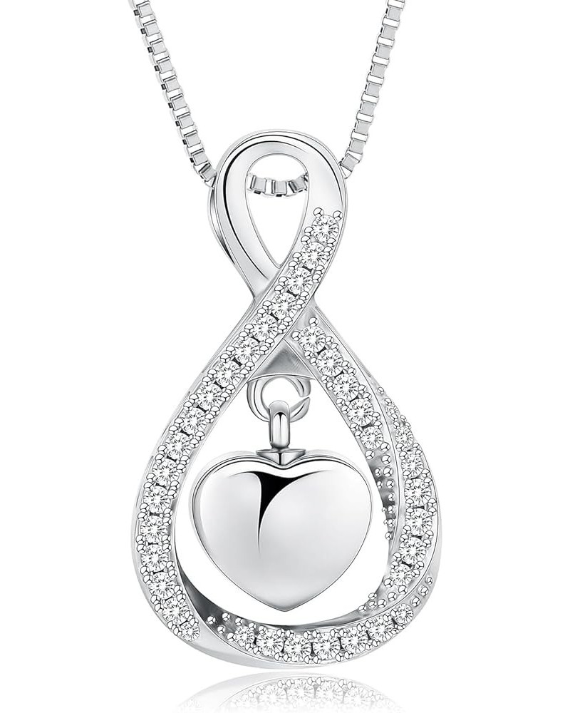 Cremation Jewelry for Ashes Infinity Urn Necklaces for Ashes Pendant Locket Keepsake Memorial Jewelry for Urns Heart-Silver $...