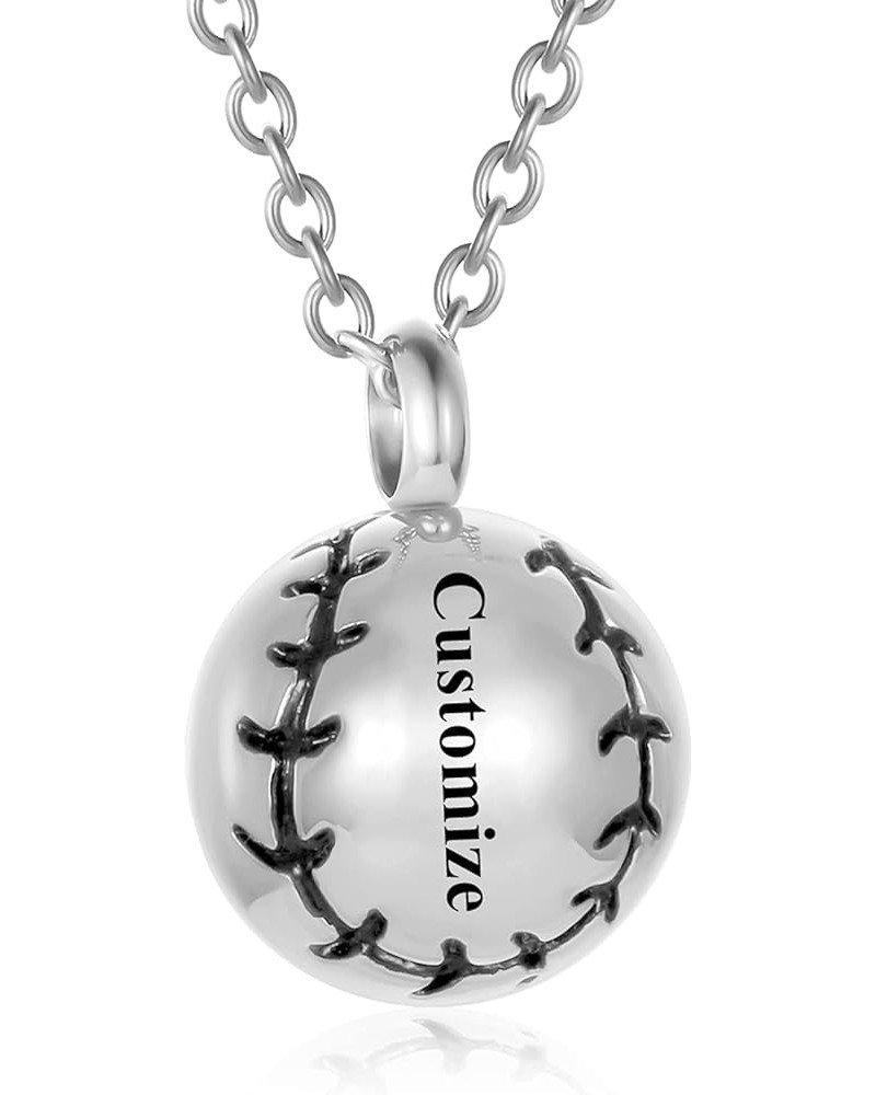 Baseball Cremation Jewelry for Ashes Pendant Necklace Stainless Steel Charm Sports Lovers Urn Pendant Locket for Women Men Cu...