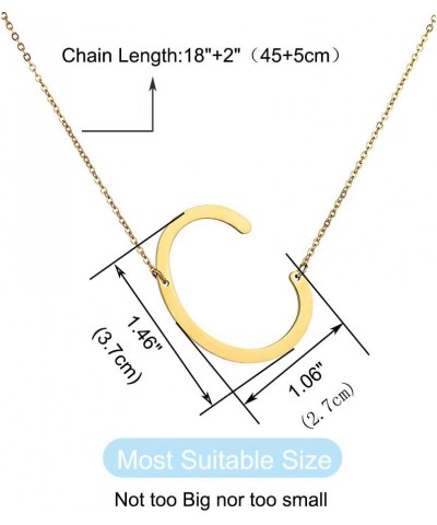 Initial Letter Necklace Gold Plated Stainless Steel Alphabet Sideways Personalized Necklace Name Jewelry Chain C $6.88 Necklaces