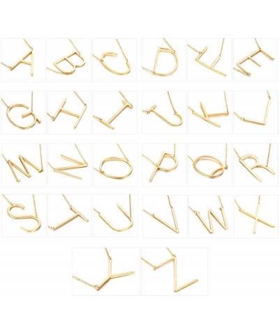 Initial Letter Necklace Gold Plated Stainless Steel Alphabet Sideways Personalized Necklace Name Jewelry Chain C $6.88 Necklaces