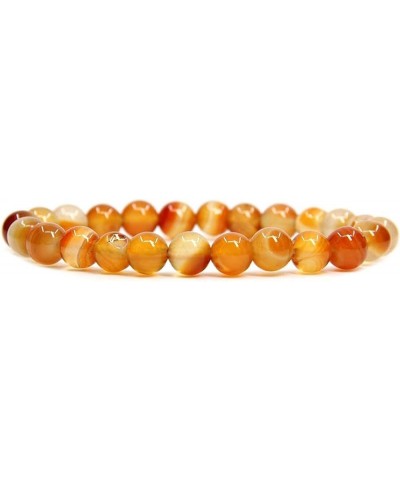 Handmade Gem Semi Precious Gemstone 8mm Round Beads Stretch Bracelet 7" Unisex Orange Agate $6.50 Bracelets