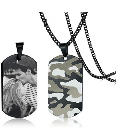 Custom Military Dog Tags Personalized Photo Name Date Quote Engraved Camo Pendant Customize Text & Picture Camoflauge Necklac...