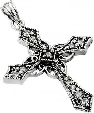 Sterling Silver Celtic Design CZ Cross Pendant $15.67 Pendants