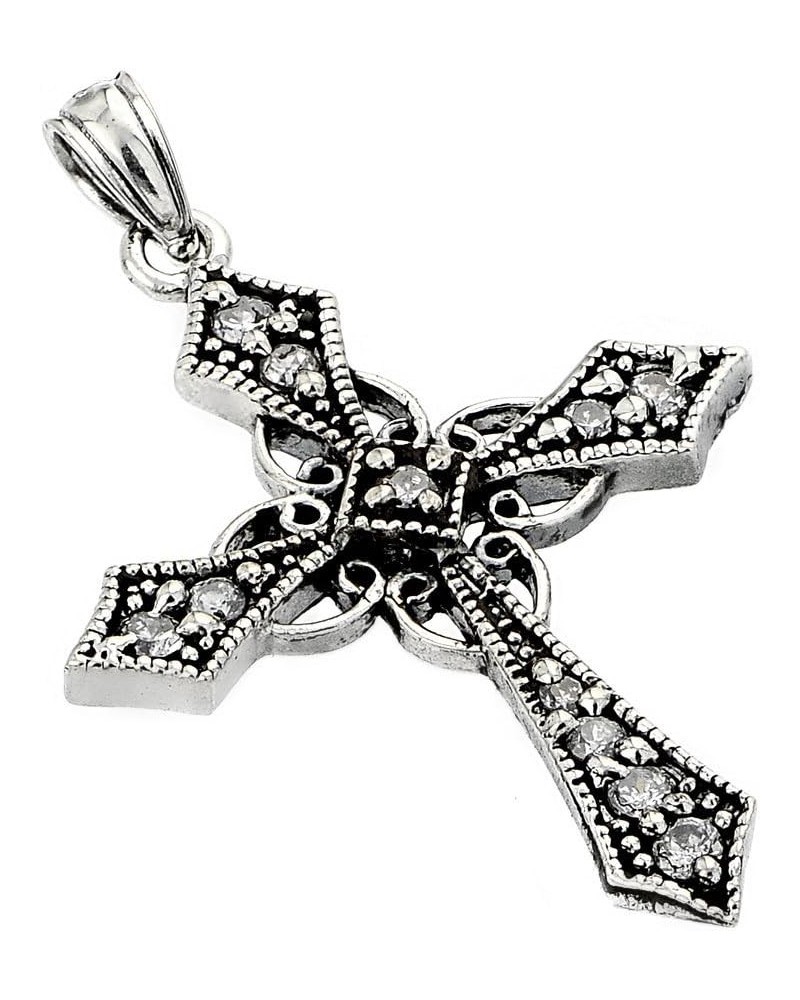 Sterling Silver Celtic Design CZ Cross Pendant $15.67 Pendants