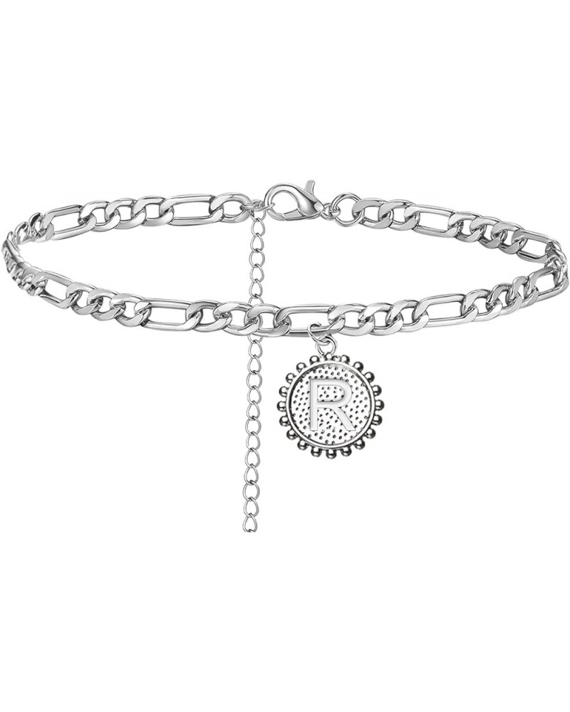 Silver Initial Anklet Stainless Steel Anklet Bracelet for Women Silver Letter Cuban Link Anklets Foot Chain Jewelry R $5.89 A...