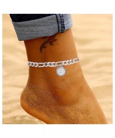 Silver Initial Anklet Stainless Steel Anklet Bracelet for Women Silver Letter Cuban Link Anklets Foot Chain Jewelry R $5.89 A...