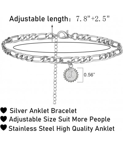 Silver Initial Anklet Stainless Steel Anklet Bracelet for Women Silver Letter Cuban Link Anklets Foot Chain Jewelry R $5.89 A...