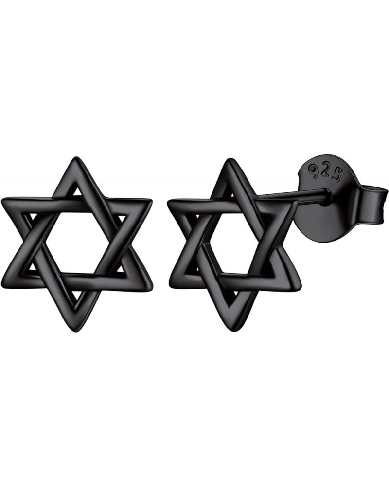 Hypoallergenic 925 Sterling Silver Dainty Small Star of David Stud Earrings for Women (with Gift Box) Star of David -Black $1...