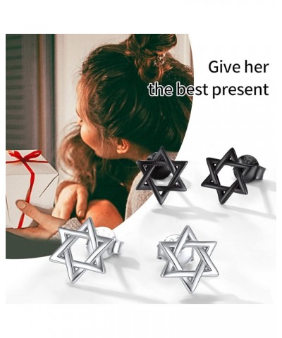 Hypoallergenic 925 Sterling Silver Dainty Small Star of David Stud Earrings for Women (with Gift Box) Star of David -Black $1...