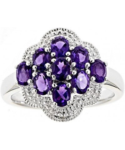 1.53 Carat Oval Shape Amethyst Cluster Cocktail Right Hand Ring $46.44 Rings