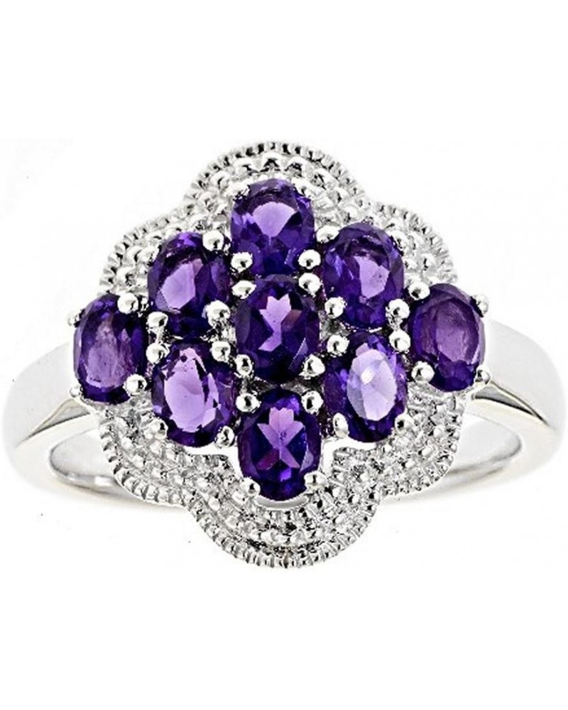 1.53 Carat Oval Shape Amethyst Cluster Cocktail Right Hand Ring $46.44 Rings