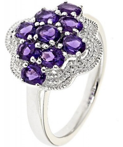 1.53 Carat Oval Shape Amethyst Cluster Cocktail Right Hand Ring $46.44 Rings