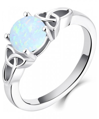 Celtic Knot Rings for Women 925 Sterling Silver Birthstones 18k White Gold Plated Statement Rings 0-opal $35.50 Others