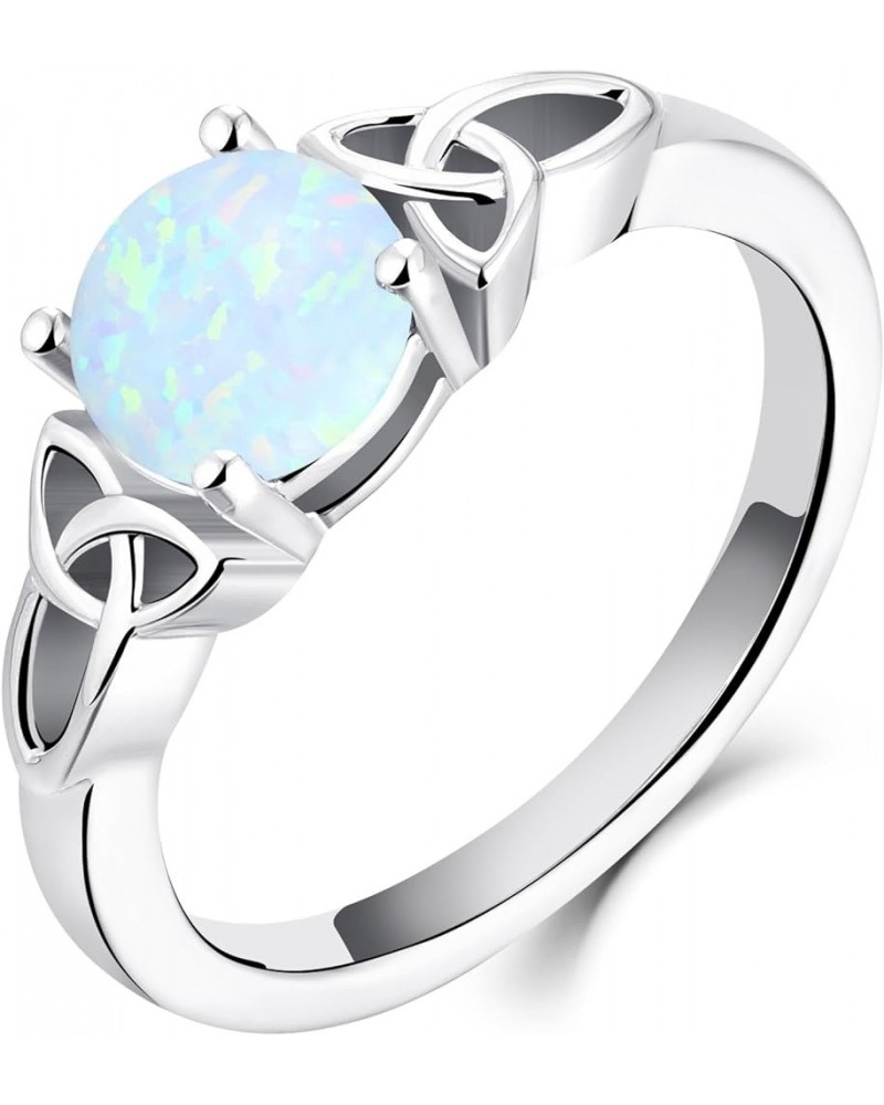 Celtic Knot Rings for Women 925 Sterling Silver Birthstones 18k White Gold Plated Statement Rings 0-opal $35.50 Others