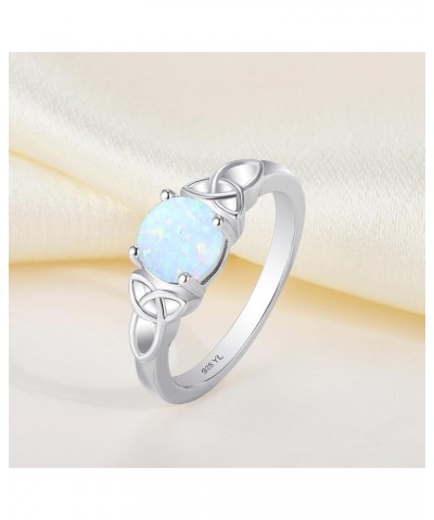 Celtic Knot Rings for Women 925 Sterling Silver Birthstones 18k White Gold Plated Statement Rings 0-opal $35.50 Others