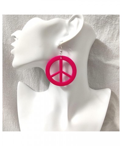 Lightweight Acrylic Hippie Love Peace Logo Pendant Earrings Simple Geometric Circle Retro 60s 70s 80s Earrings Women Ladies G...