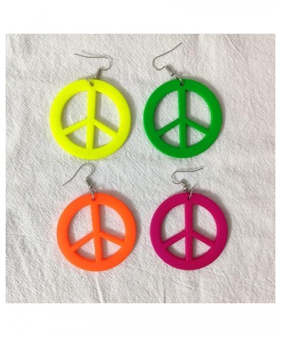 Lightweight Acrylic Hippie Love Peace Logo Pendant Earrings Simple Geometric Circle Retro 60s 70s 80s Earrings Women Ladies G...