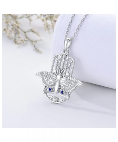 Hamsa Tree of Life/Viking/Lion/Butterfly/Evil Eye/Yin Yang/Eye of Horus Necklace 925 Sterling Silver Hand of Fatima Pendant N...