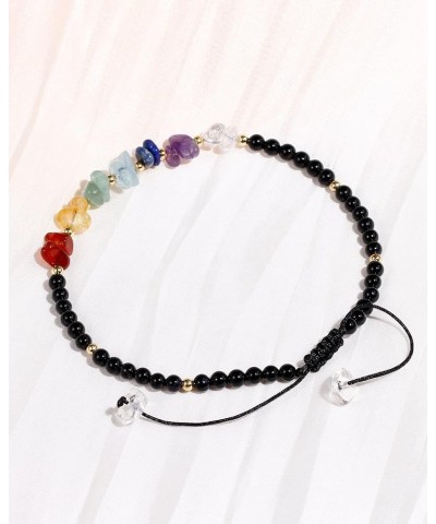 7 Chakra Chip Tumbled Real Stone Beaded Anklet Bracelet for Women Power Energy Healing Crsyatls and Gemstones Beach Foot Adju...