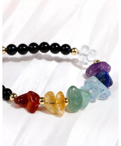 7 Chakra Chip Tumbled Real Stone Beaded Anklet Bracelet for Women Power Energy Healing Crsyatls and Gemstones Beach Foot Adju...