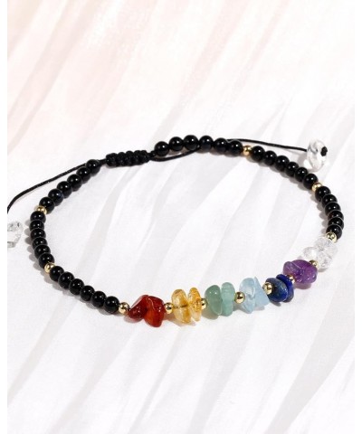 7 Chakra Chip Tumbled Real Stone Beaded Anklet Bracelet for Women Power Energy Healing Crsyatls and Gemstones Beach Foot Adju...