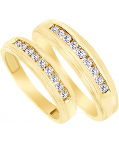 White Natural Diamond His and Hers Wedding Band Ring Set 14K Yellow Gold (0.38 Cttw) Men Size - 14 Women Size - 7 $434.24 Sets