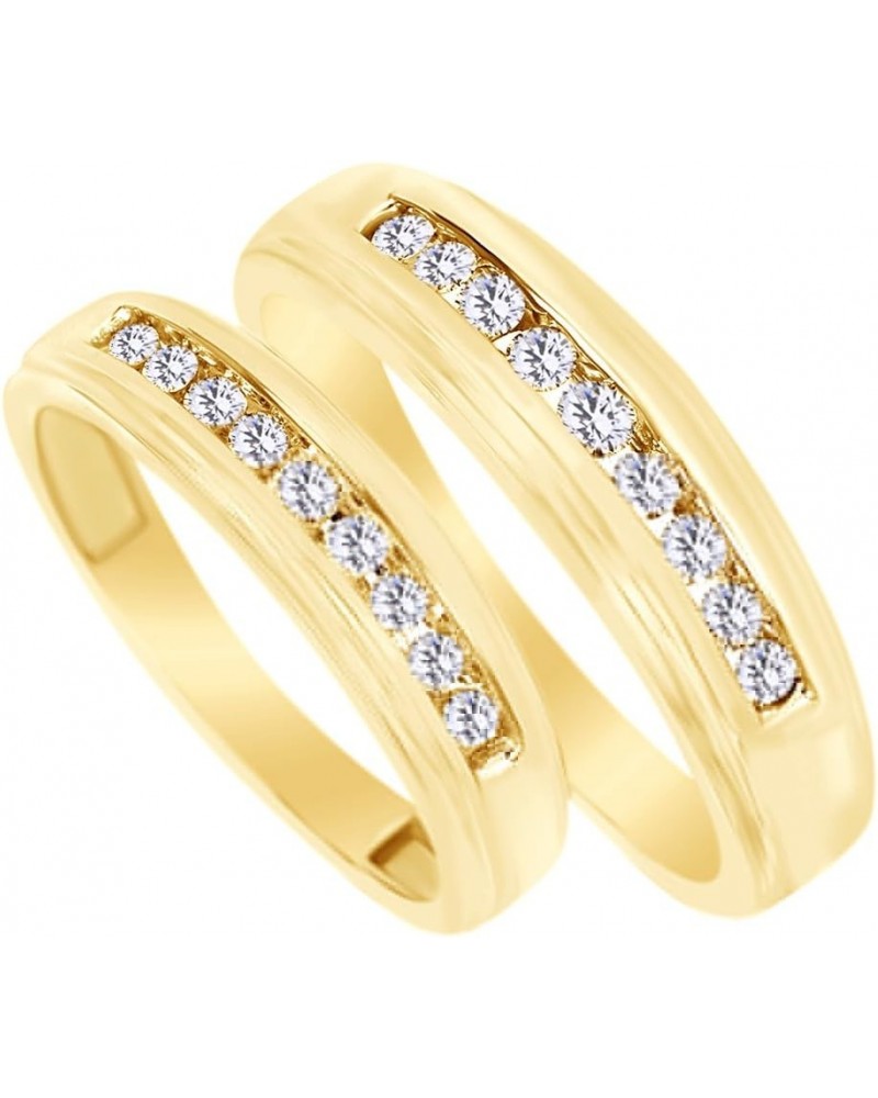 White Natural Diamond His and Hers Wedding Band Ring Set 14K Yellow Gold (0.38 Cttw) Men Size - 14 Women Size - 7 $434.24 Sets