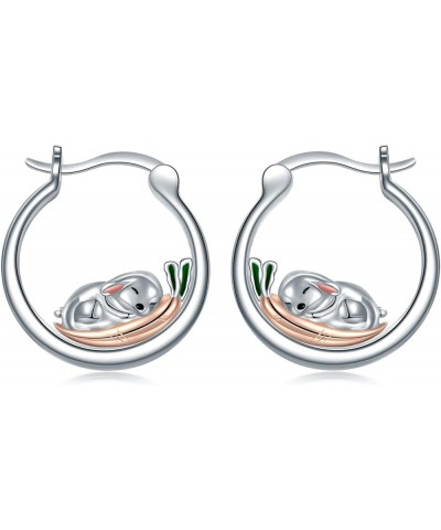 Snail/Guinea Pig/Owl/Frog/Rabbit/Duck/Ladybug Hoop Earrings 925 Sterling Silver Animal Earrings Cute Jewely Gift for Women Gi...