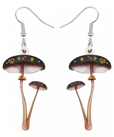 Cute Acrylic Mushroom Earrings Dangle Aesthetic Gifts for Women Teen Girls Black $6.50 Earrings