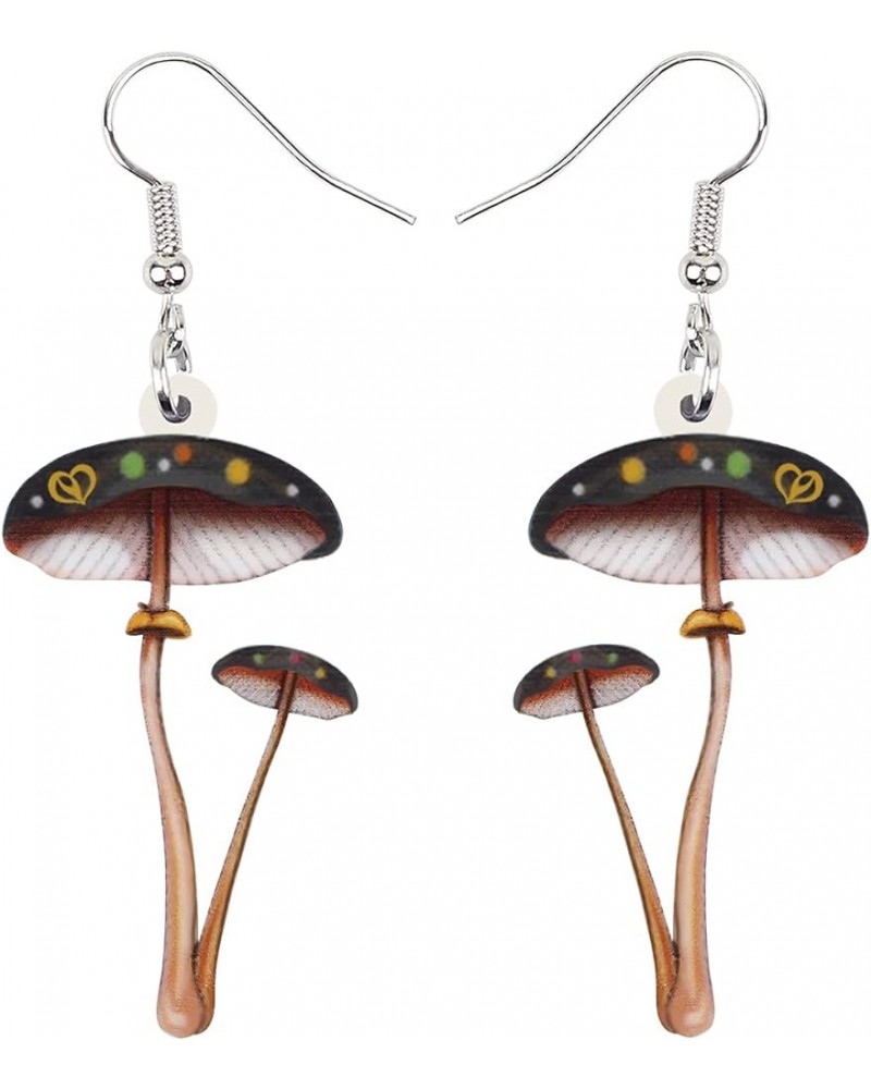 Cute Acrylic Mushroom Earrings Dangle Aesthetic Gifts for Women Teen Girls Black $6.50 Earrings