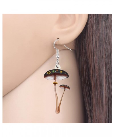 Cute Acrylic Mushroom Earrings Dangle Aesthetic Gifts for Women Teen Girls Black $6.50 Earrings