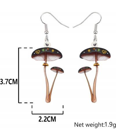 Cute Acrylic Mushroom Earrings Dangle Aesthetic Gifts for Women Teen Girls Black $6.50 Earrings