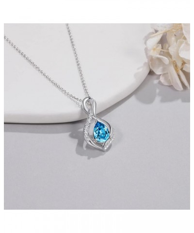 AENEAS Infinity Birthstone Necklace Sterling Silver Crystal Infinity Pendant Birthday Gifts for Women with Gift Box 18+2 03 -...