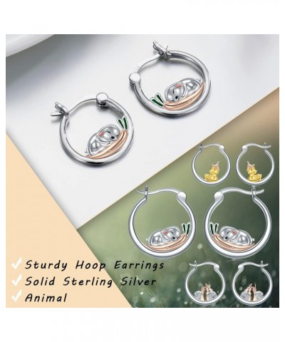 Snail/Guinea Pig/Owl/Frog/Rabbit/Duck/Ladybug Hoop Earrings 925 Sterling Silver Animal Earrings Cute Jewely Gift for Women Gi...